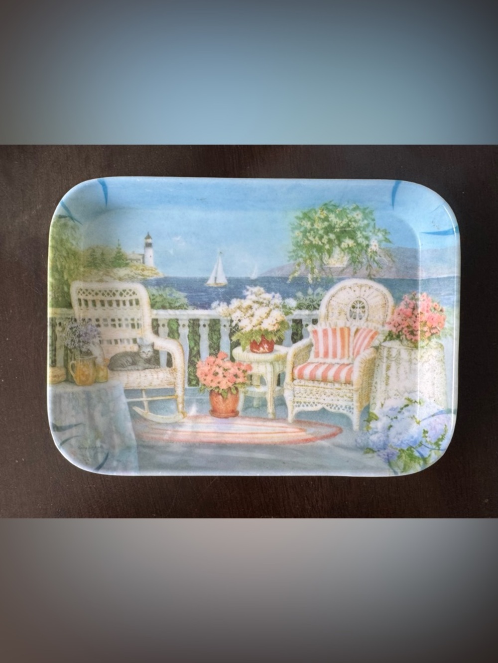 Keller Charles Of Philadelphia Tray Made In Italy Porch Scene